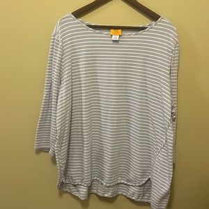 Ruby Rd. Grey and white Striped shirt 2X
